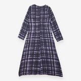 Midi Dress Navy Painted Check Fit And Flare