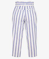 Trousers Linen Blend Striped Tie Waist Blue White 