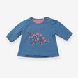 T-Shirt Long Sleeved Blue Dinosaur Applique