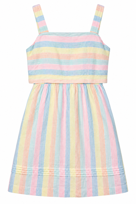 Sundress Linen Pastel Stripe Sleeveless Mini