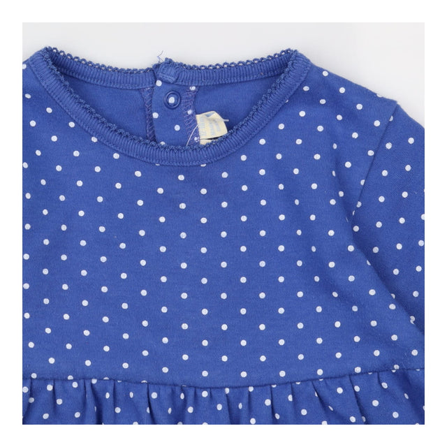Blue dress with white dots