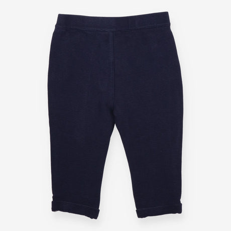 Navy Ribbed Trousers with Faux Pockets