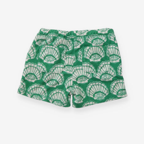 Green towelling shorts shell print
