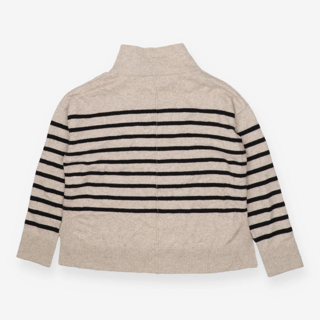 Camel Black Stripe High Neck Jumper with Pockets