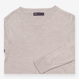 Jumper Beige Taupe Fine Knit Crew Neck Long Sleeve