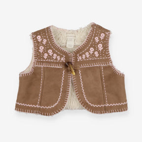 Cardigan Faux Suede Sherpa Lining with Floral