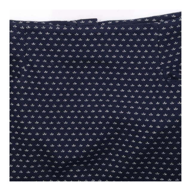 Dark Navy Silver Metallic Jacquard Cotton Stretch 
