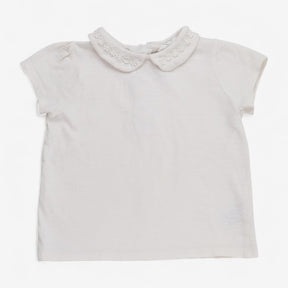 T-shirt Collared White with Daisy Detail