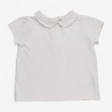 T-shirt Collared White with Daisy Detail