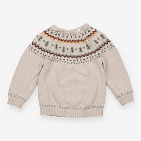 Beige tree fair isle knit sweater