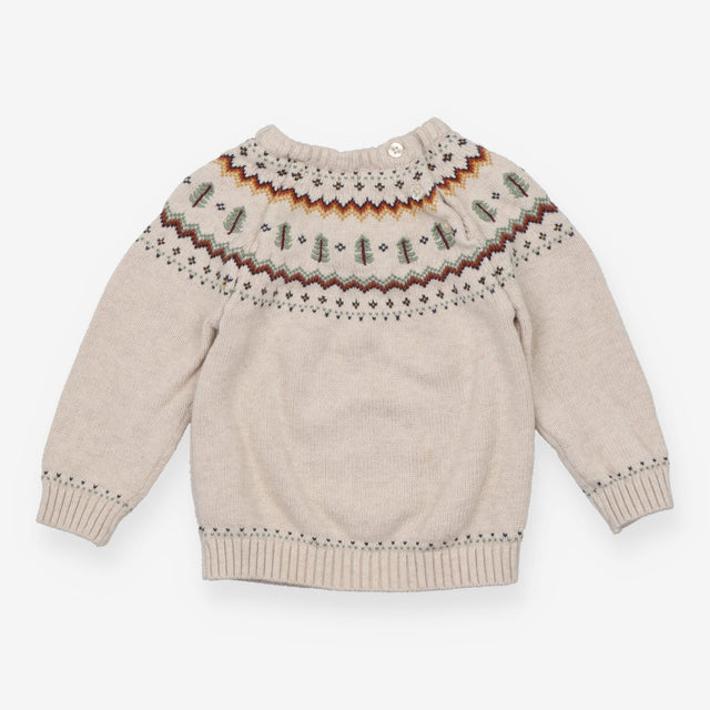 Beige tree fair isle knit sweater
