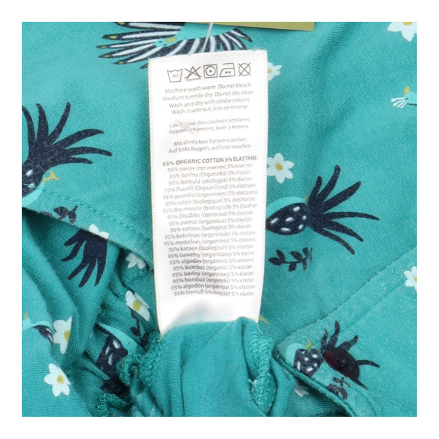 Jumpsuit Teal Green Peacock Print Organic Cotton S