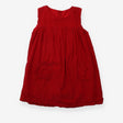 Red Pinafore Cord Dress with Pockets