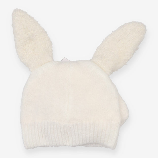 Knit hat white rabbit ears with gloves set