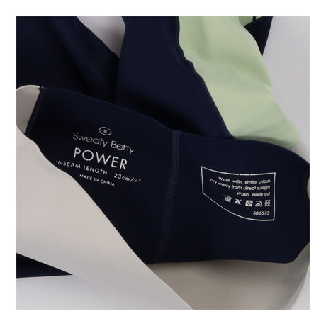 Power 9" Cycling Shorts - Navy and Green side stri