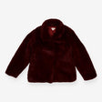 Coat Faux Fur Collared Burgandy
