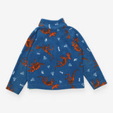 Sweater fleece 1/4 zip blue orange dino