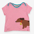 T-shirt Pink and White Stripe with sausage Dog App