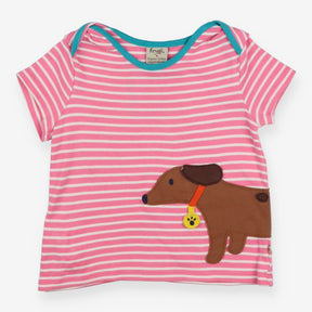 T-shirt Pink and White Stripe with sausage Dog App
