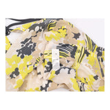 Blouse Yellow Beige Floral Print Long Sleeves Blac