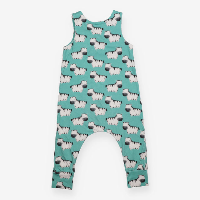 Jersey Romper Green with Zebras