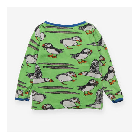 Tee Long Sleeve Bright Green with Puffins Prints