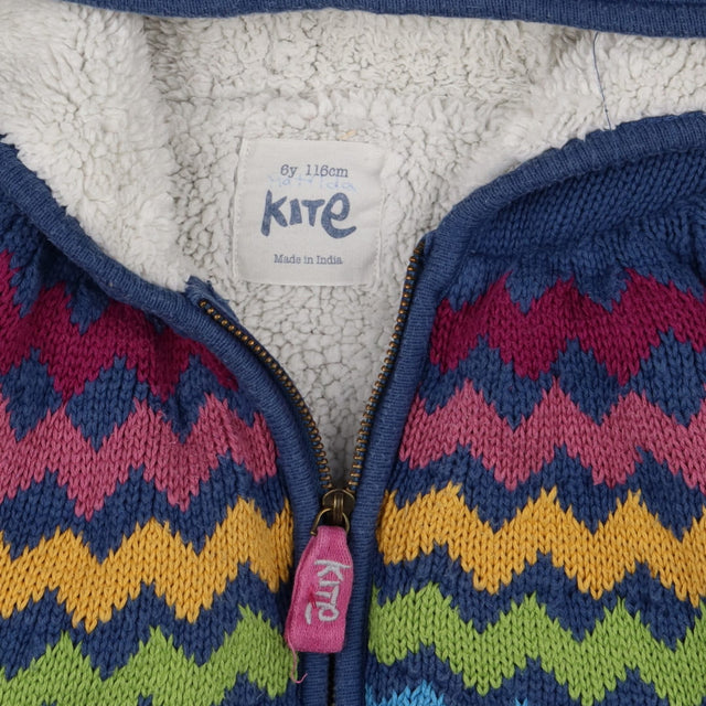 Zigzag zip up fleece jacket knit