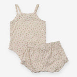 Cream Floral Bodysuit and Shorts
