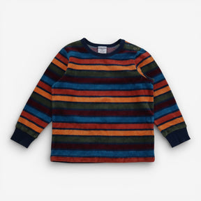 T-Shirt Velour Orange Green and Blue Stripes
