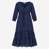 Maternity&Nursing Dress Navy with Golden Spots