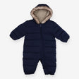 Navy padded pramsuit fleece hood