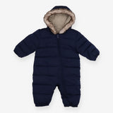 Navy padded pramsuit fleece hood