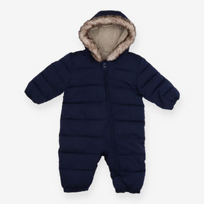 Navy padded pramsuit fleece hood