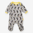 Baby Sleepsuit Footed Penguin Print Grey