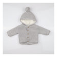 Grey knit cardigan with bobble hood