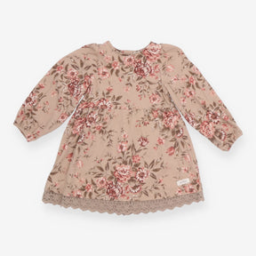 Dress brown pink flowers jersey LS