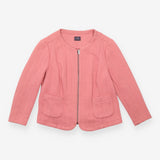 Quilted Jacket Dusty Pink Chevron Zip Front