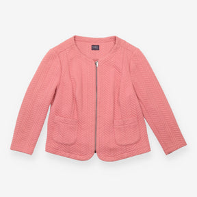 Quilted Jacket Dusty Pink Chevron Zip Front
