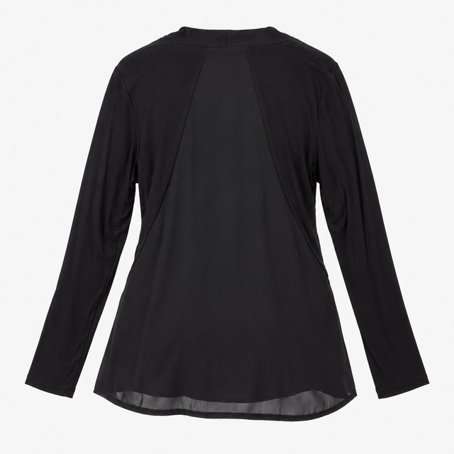 Black Chiffon Panel Long Sleeve Maternity Nursing 