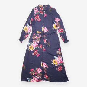 Joules Navy Blue Floral Button Through Shirt Maxi 