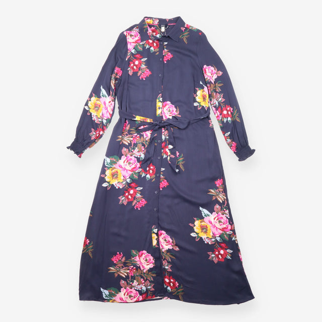 Joules Navy Blue Floral Button Through Shirt Maxi 