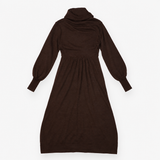 Dress Brown Merino Wool Cowl Neck
