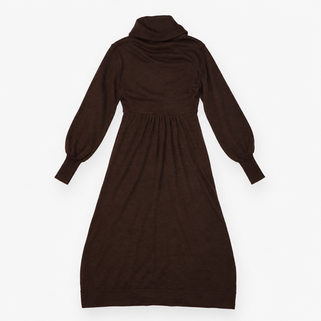 Dress Brown Merino Wool Cowl Neck
