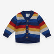 Cardigan Striped Blue Train Applique