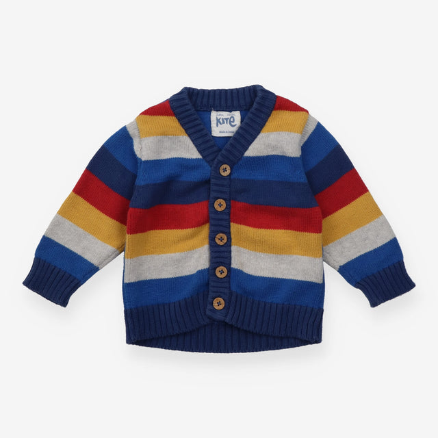 Cardigan Striped Blue Train Applique
