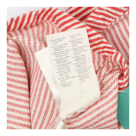 Red and white striped pinafore dress