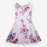 Dress Grey Floral Print Fit & Flare Cotton Blend
