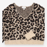 Jumper Leopard Print Mohair Wool Blend V Neck