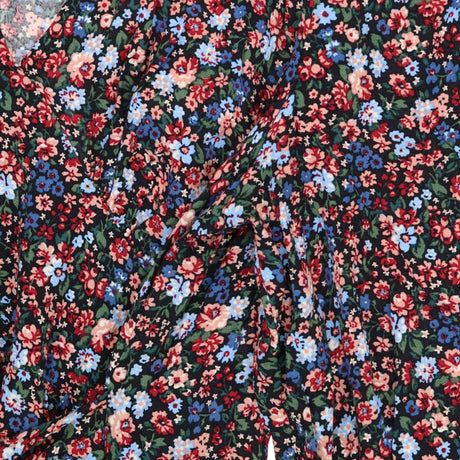 Navy floral ditsy print v-neck dress