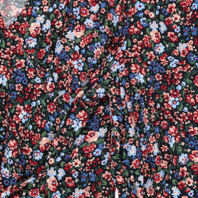 Navy floral ditsy print v-neck dress